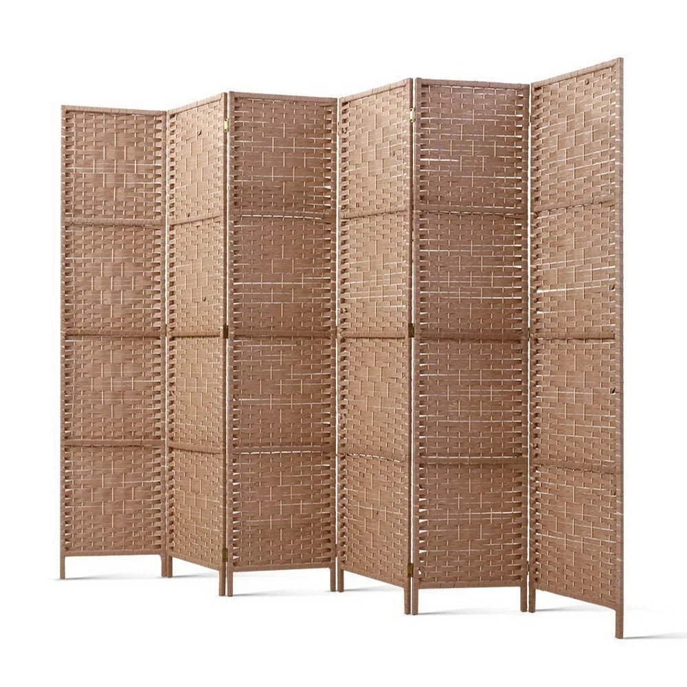 Room Divider Screen 6 Panels Privacy Rattan Timber Foldable