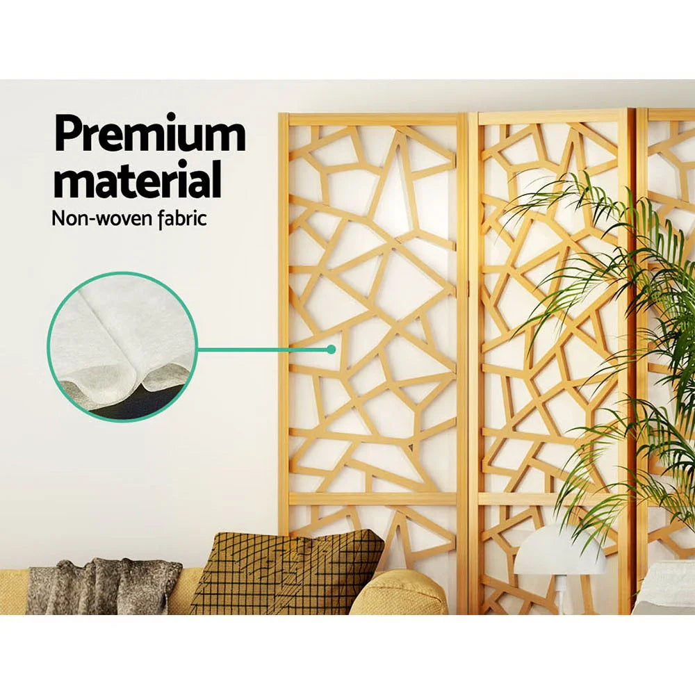 Wood 325x170cm room divider screen with freestanding panels for separating living spaces