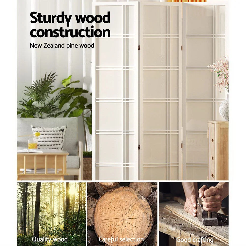 Room divider screen with slatted divider panels and foldable frame