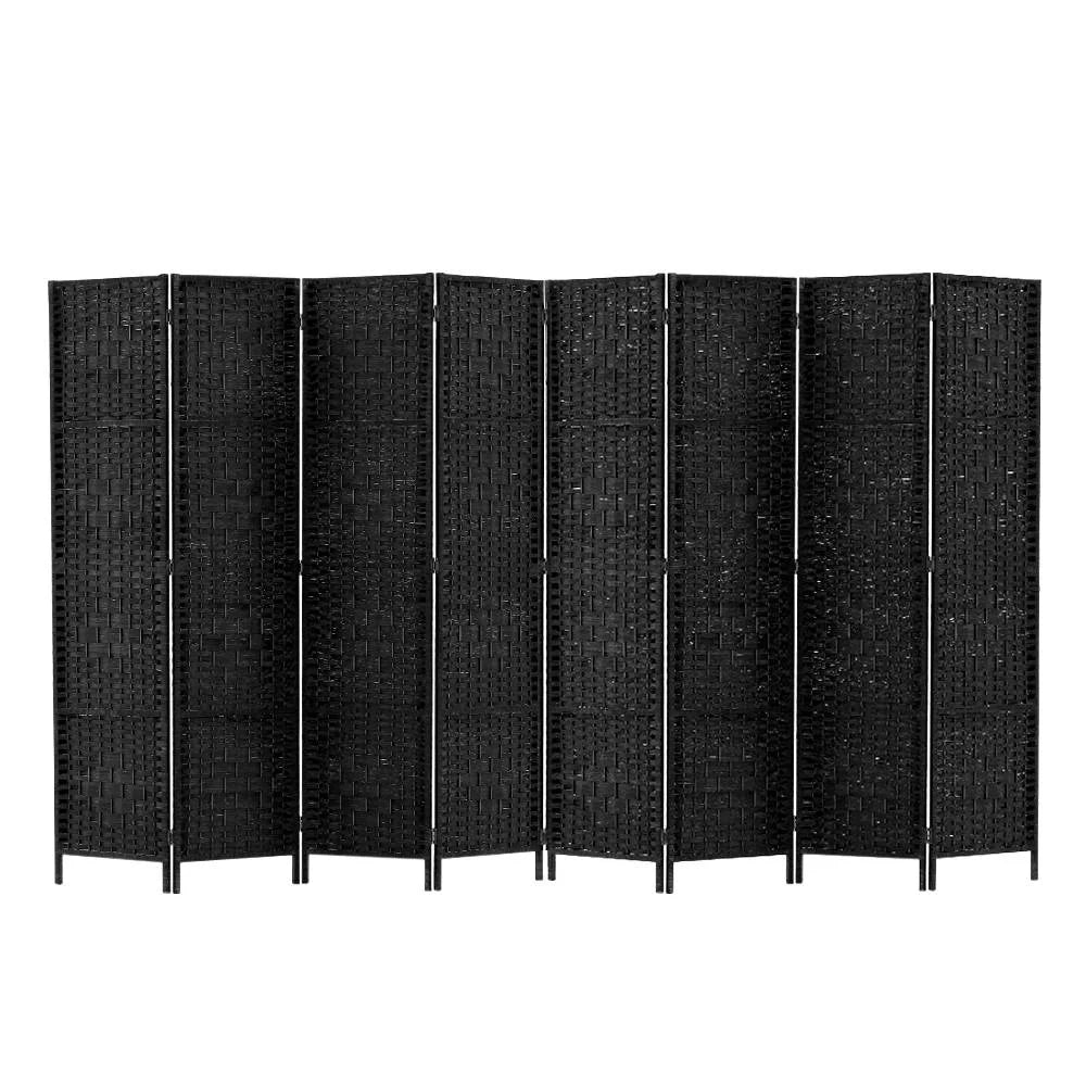 Black rattan wooden 8 room divider screen with panel privacy stand dividers