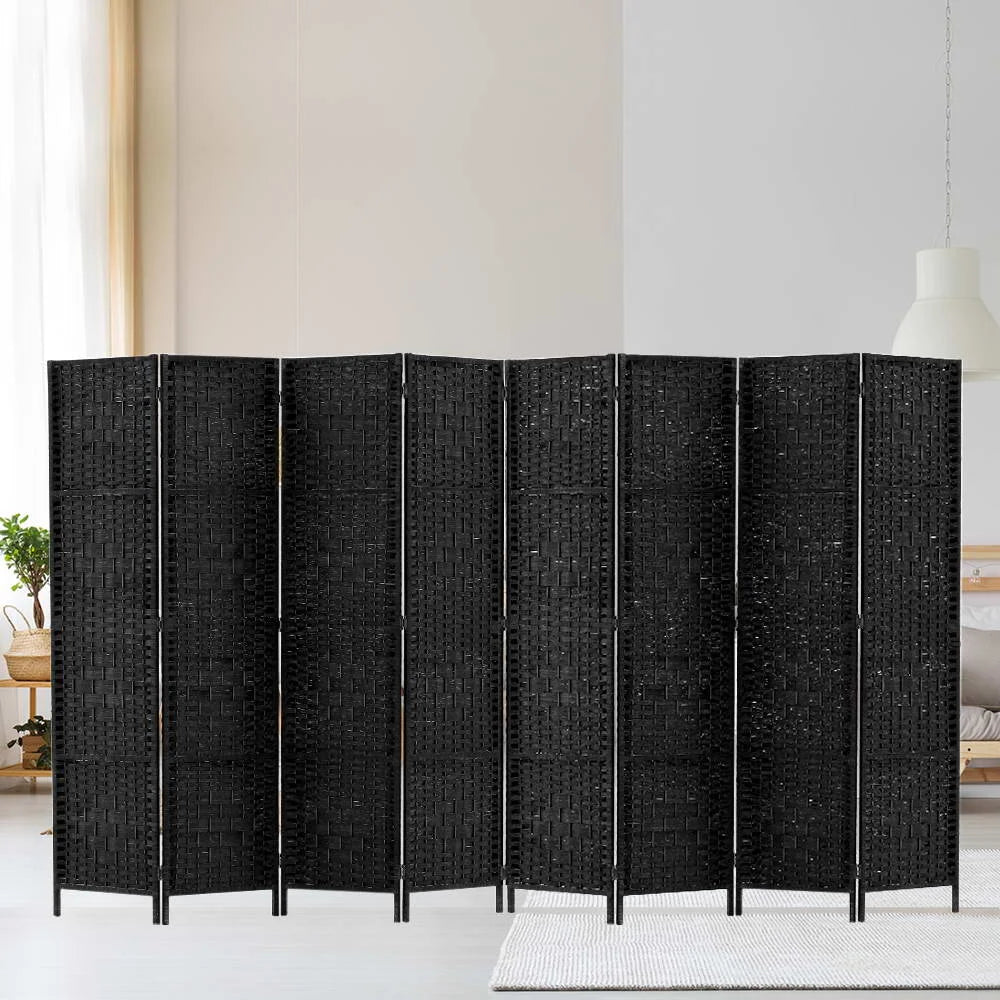 Room Divider Screen 8 Panel Privacy Screen Rattan Wooden