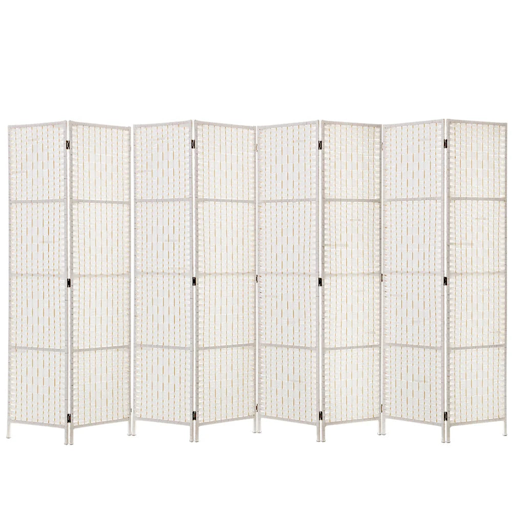 Room Divider Screen 8 Panels Privacy Rattan Timber