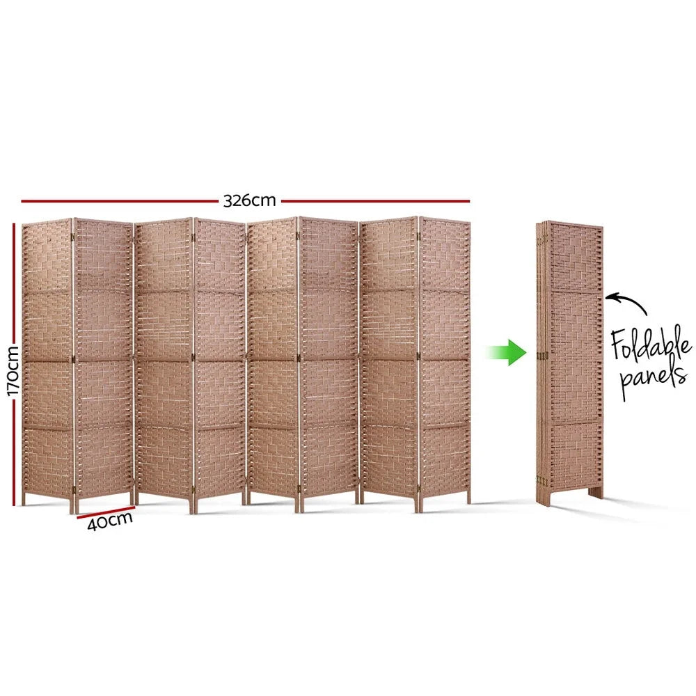 Room Divider Screen 8 Panels Privacy Rattan Timber Foldable