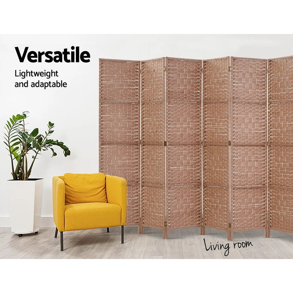Room Divider Screen 8 Panels Privacy Rattan Timber Foldable