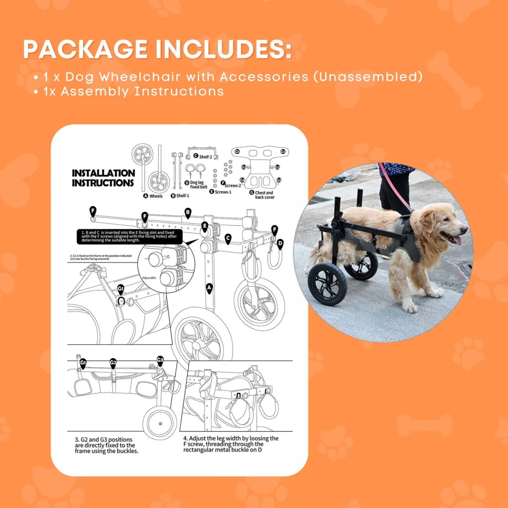 Rooster Farms Large Dog Wheelchair XXL Harness - Adjustable