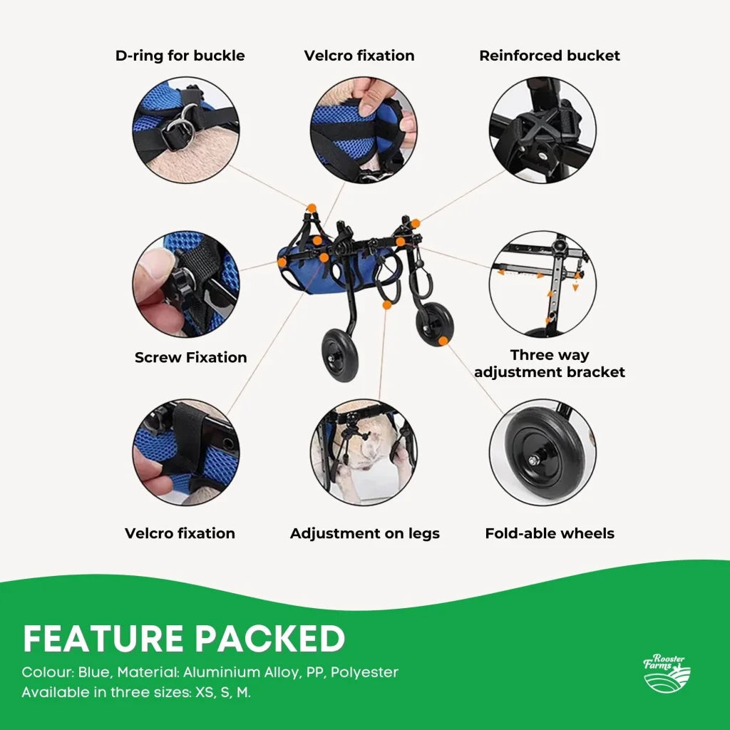 Rooster Farms Little Dog Wheelchair XS Harness - Adjustable