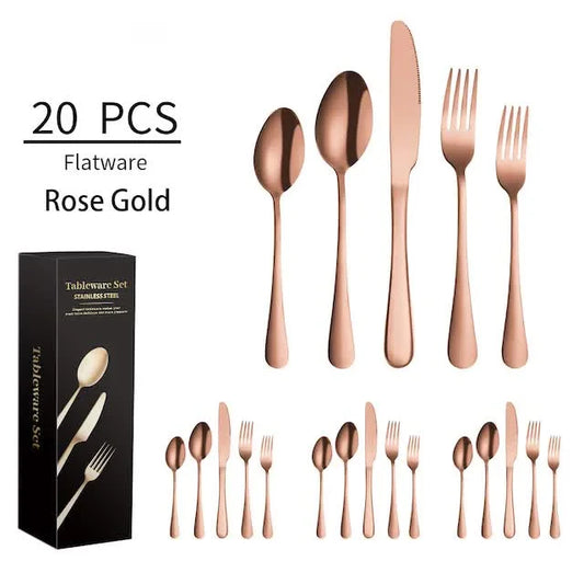 Rose Gold 410 Stainless Steel Cutlery Set - Western Steak