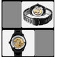 Rose Gold Automatic Skeleton Watch for Men with Steel Band