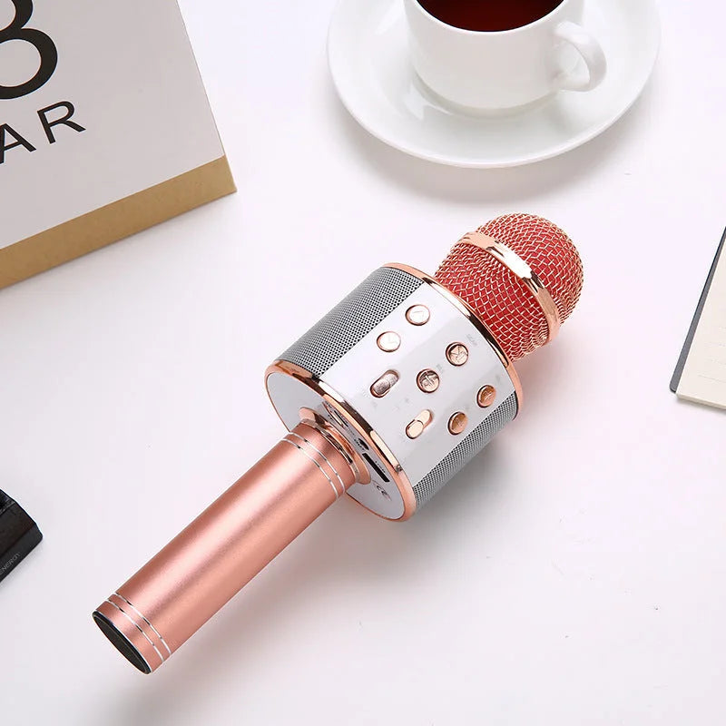 Rose Gold Bluetooth 5.0 Karaoke Microphone for Family