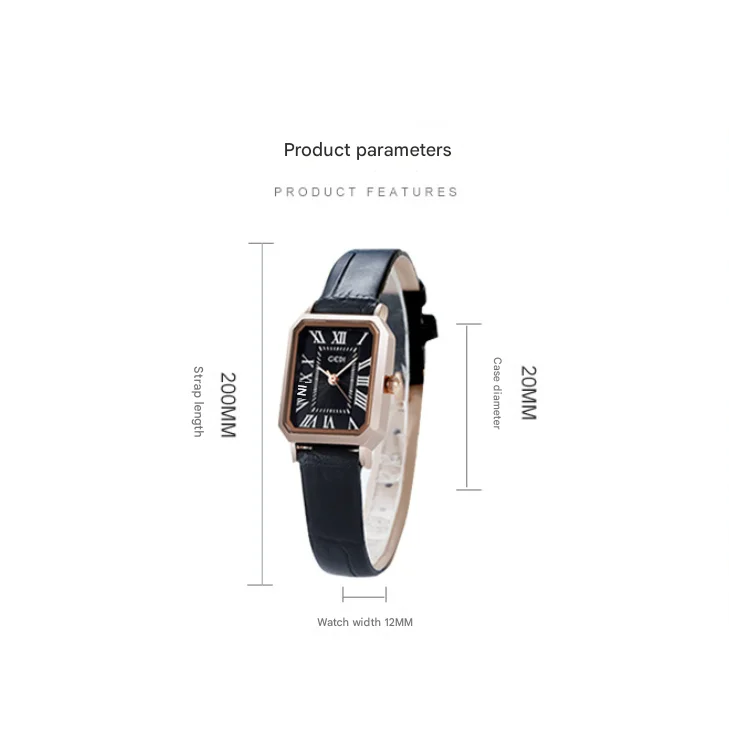 Rose gold case white plate red belt Ladies Quartz Watch