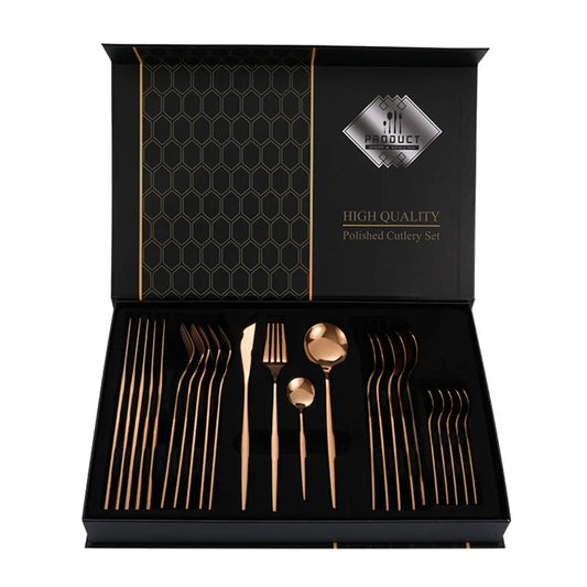 Rose Gold Color Premium 24-Piece Stainless Steel Cutlery