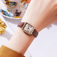 Rose gold shell white plate and coffee strap Ladies Quartz