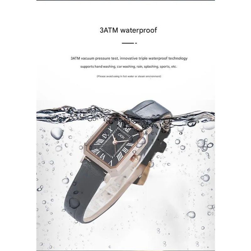 Rose gold shell white plate green belt Ladies Quartz Watch