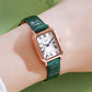 Rose gold shell white plate green belt Ladies Quartz Watch