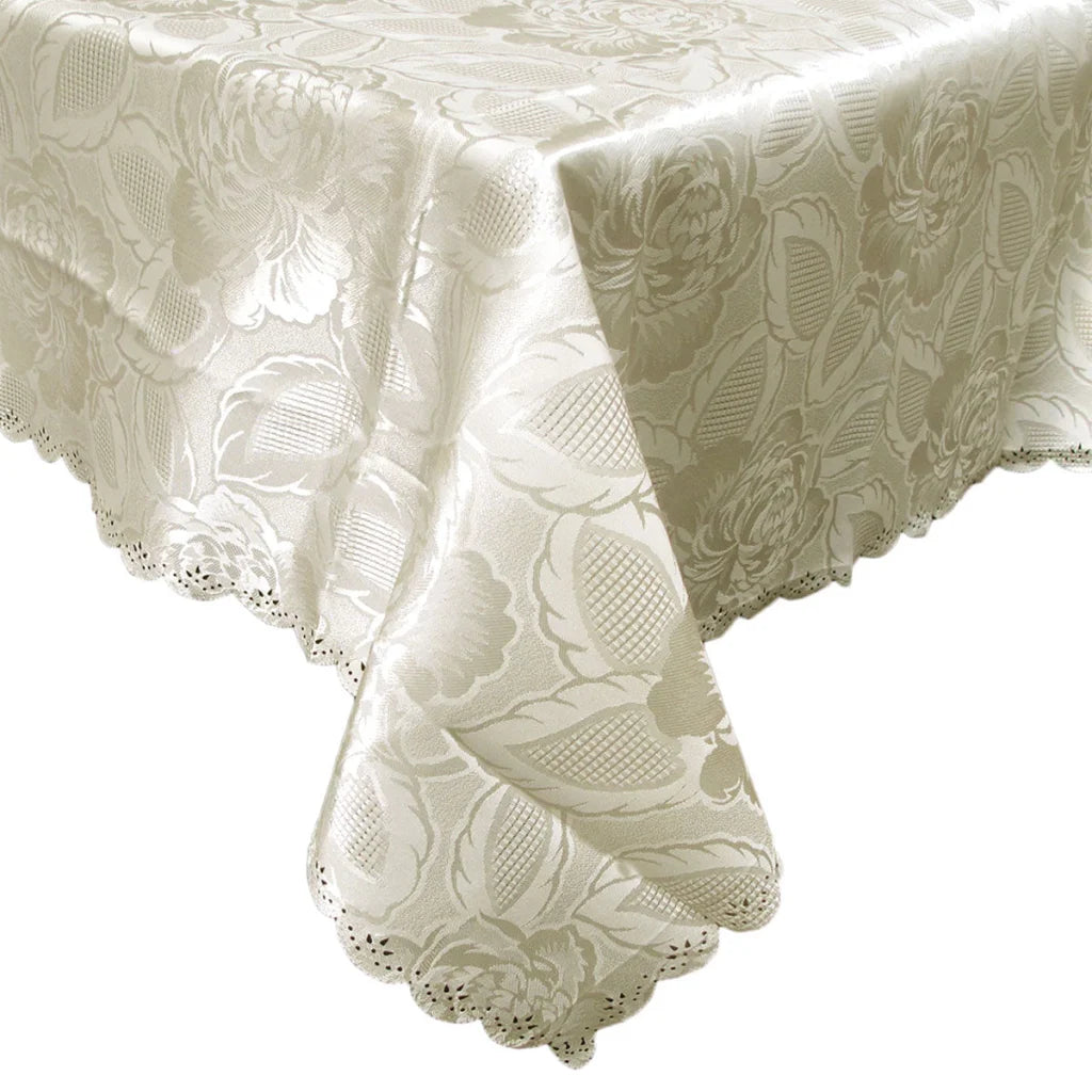 Rose Luxury Jacquard Tablecloth Ecru 150 x 270 cm - Home &