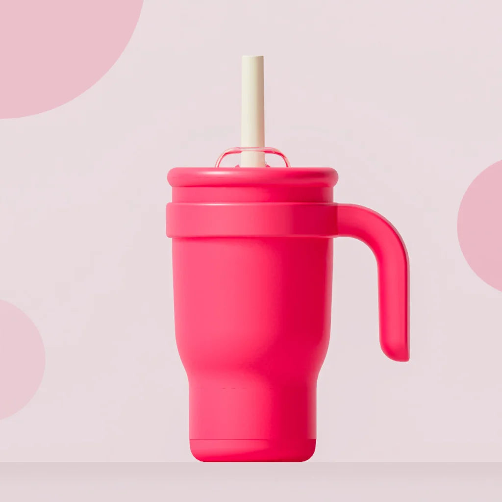 Rose Red 14oz Insulated Tumbler with Handle & Straw - 304