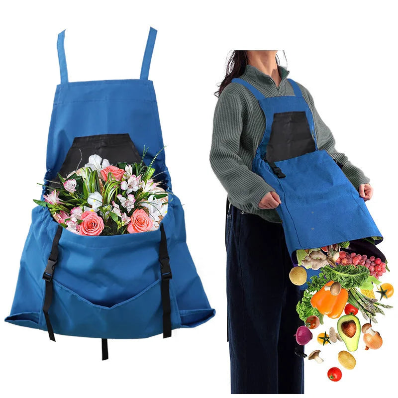 Rose Red Garden Harvesting Apron - Waterproof Oxford Cloth