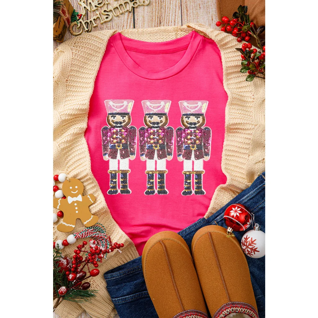 Rose Red Nutcracker Graphic Christmas Holiday T Shirt - 2XL