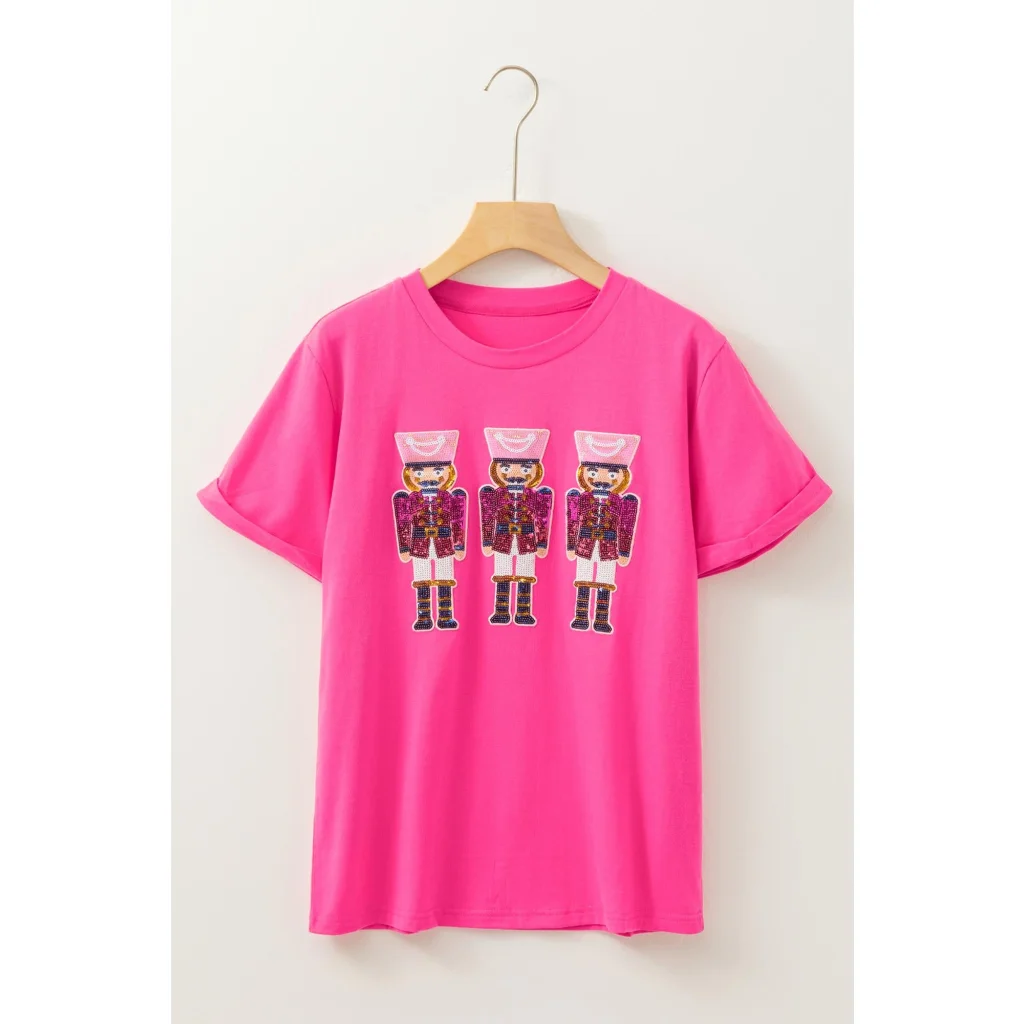 Rose Red Nutcracker Graphic Christmas Holiday T Shirt - L
