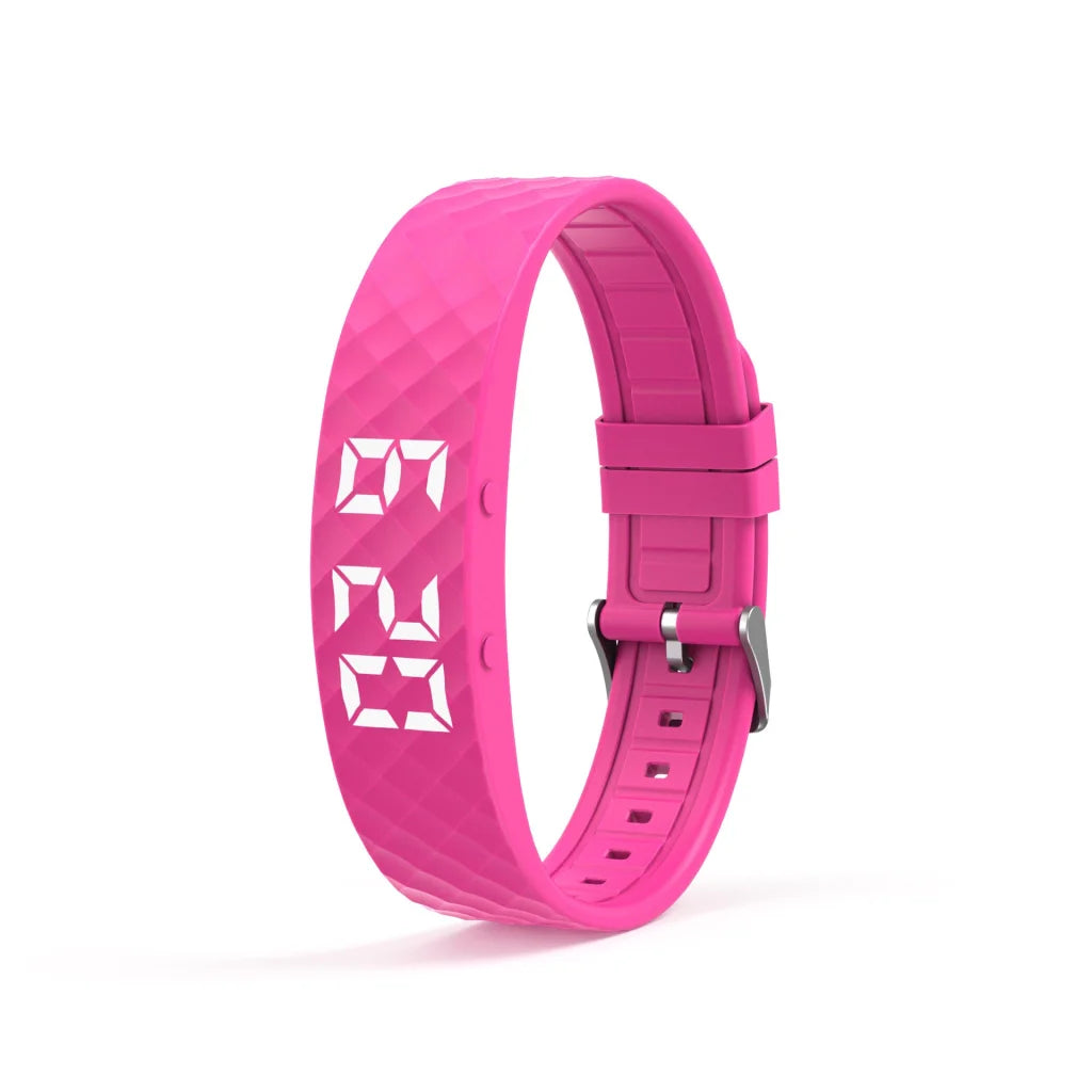 Rose Red Smart Vibrating Alarm Watch Digital Fitness