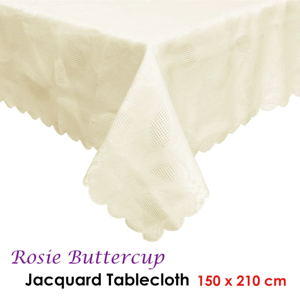Rosie Luxury Jacquard Tablecloth Buttercup 150 x 210 cm