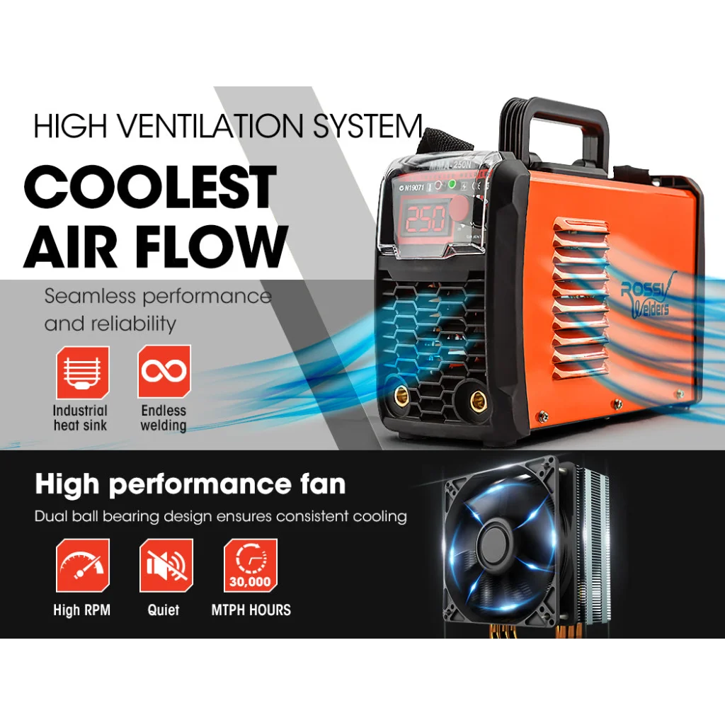 ROSSI 250 Amp Stick Welder Portable Arc MMA Inverter