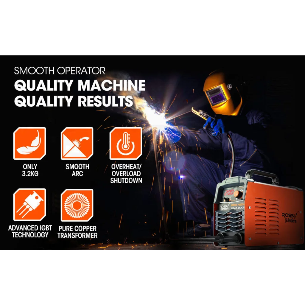 ROSSI Stick Welder 200 Amp Inverter Welding Machine MMA