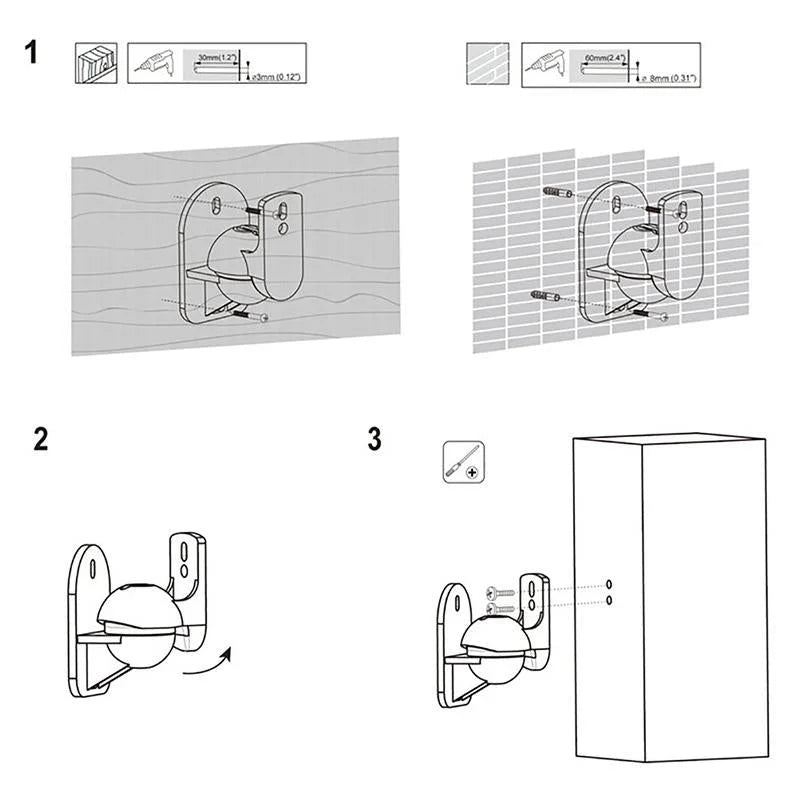 Rotatable 45 Degree Speaker Wall Mount Brackets
