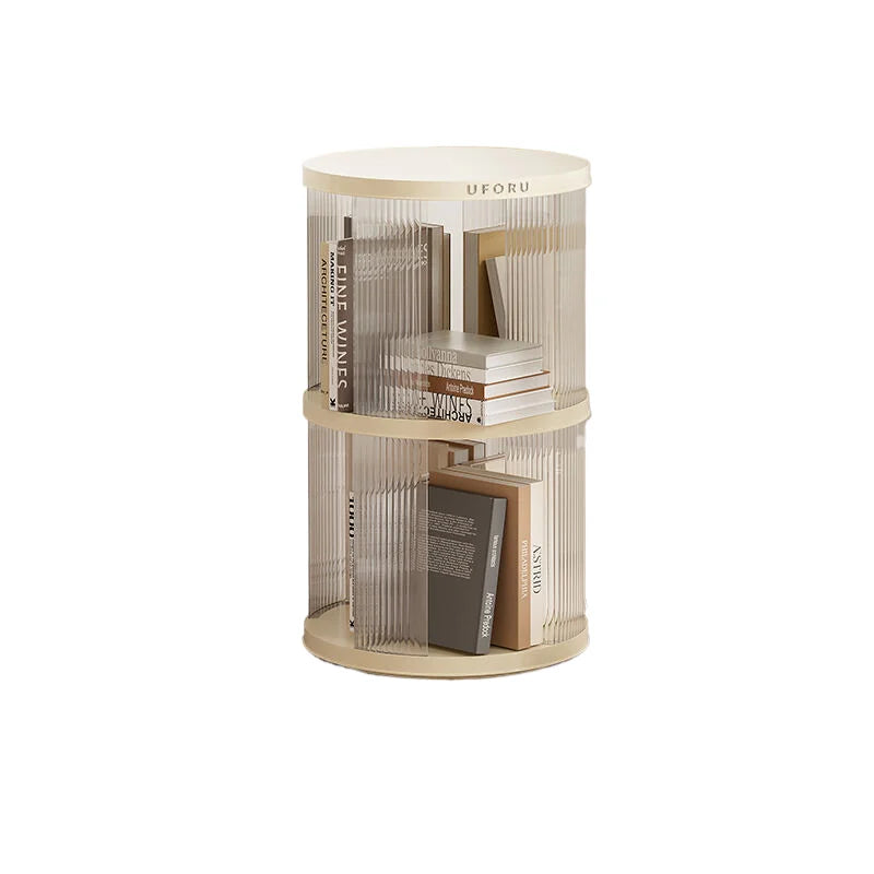 Rotating circular bookshelf 2 layers- Cream White