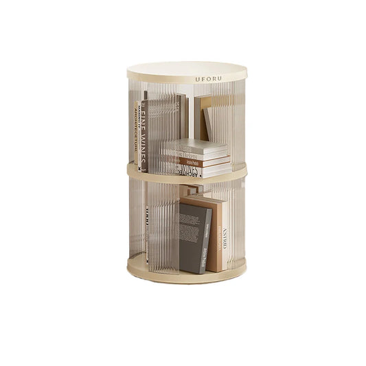 Rotating circular bookshelf 2 layers- Cream White