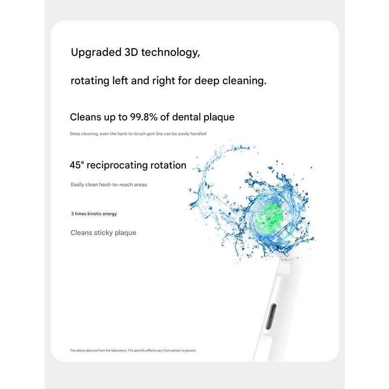 Rotating Electric Toothbrush with 3D Cleaning Action - 3