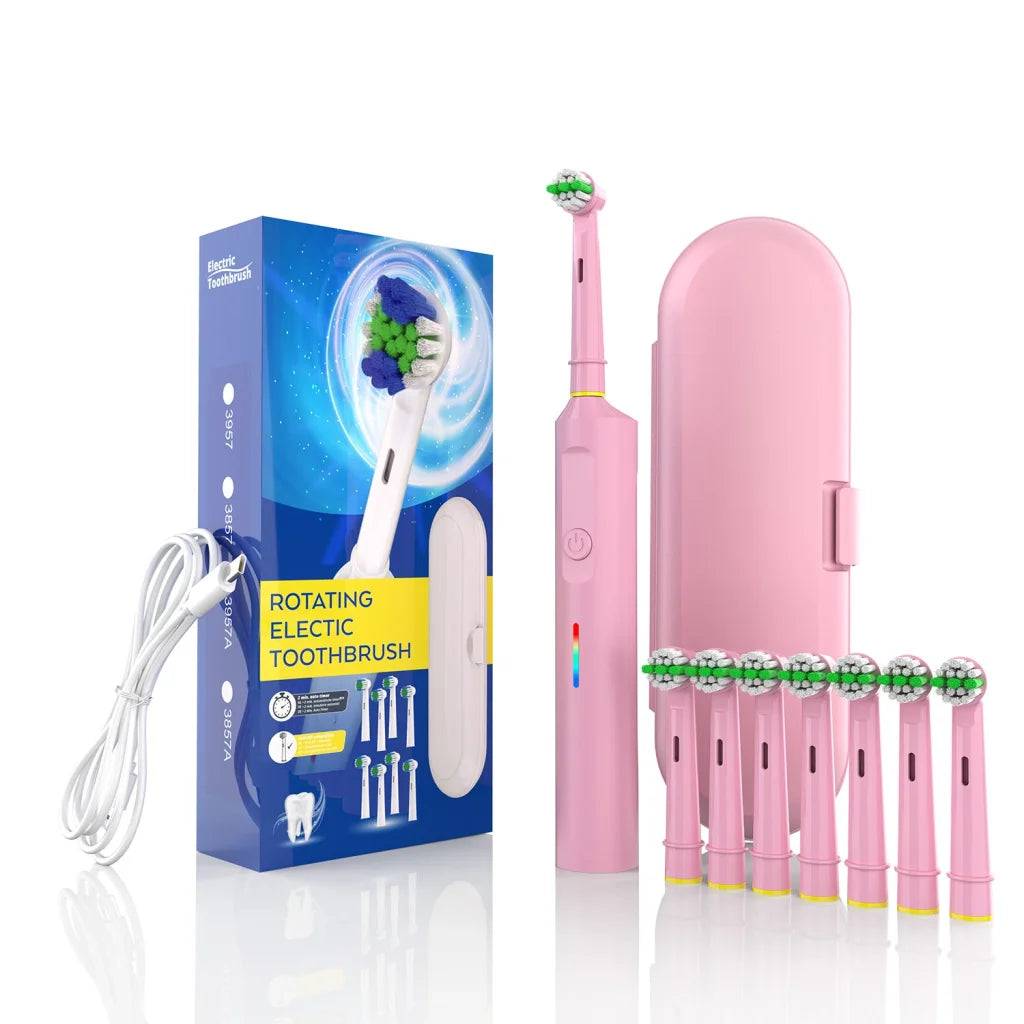 Rotating Electric Toothbrush with 3D Cleaning Action - 3