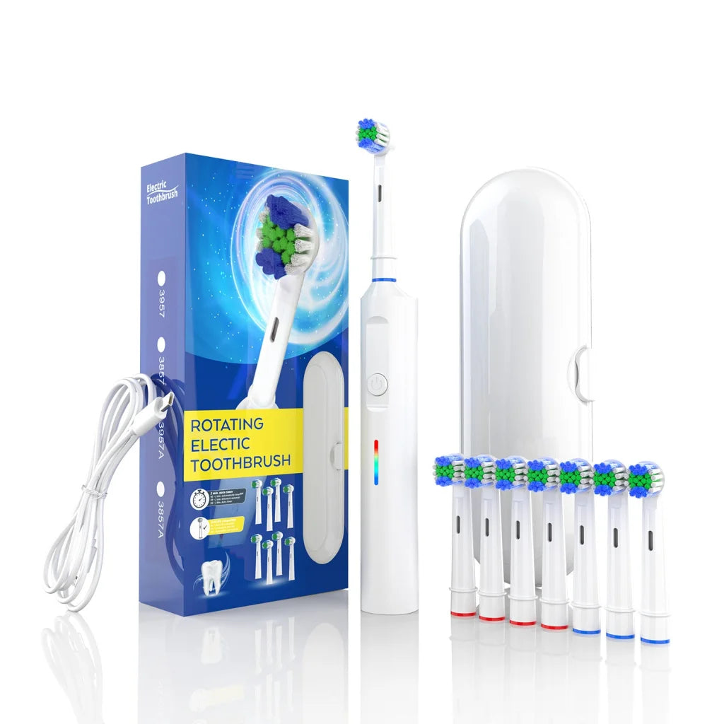 Rotating Electric Toothbrush with 3D Cleaning Action - 3