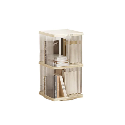 Rotating Storage Bookshelf Square 2 layers- Cream White