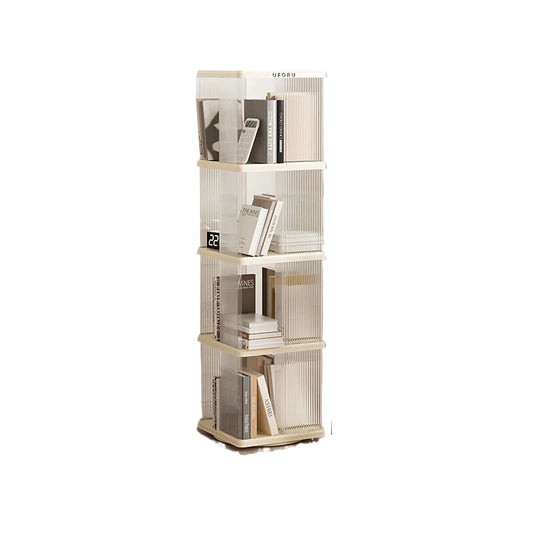 Rotating storage bookshelf square four layers- Cream White