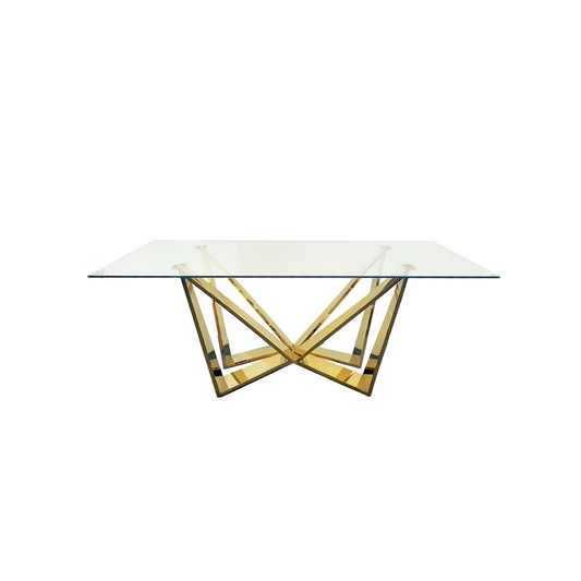 Roula Gold Dining Table - Clear Glass - 240cm x 110cm