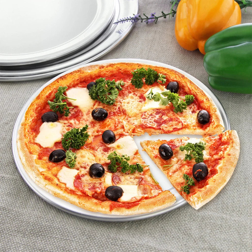 Round Aluminum Steel Pizza Tray 2X 12-inch Home Oven Baking Plate Pan