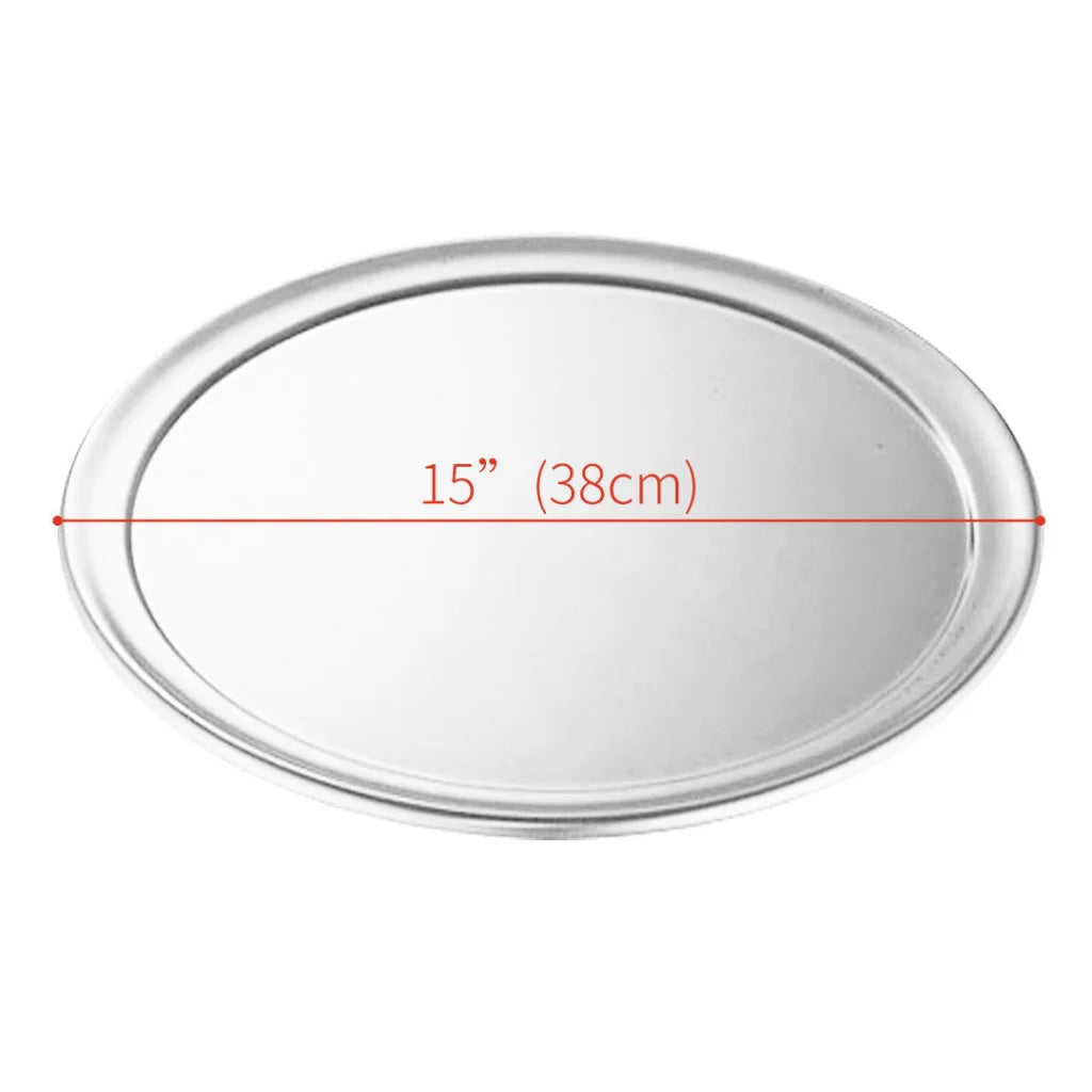 Round Aluminum Steel Pizza Tray 2X 15-inch Home Oven Baking Plate Pan