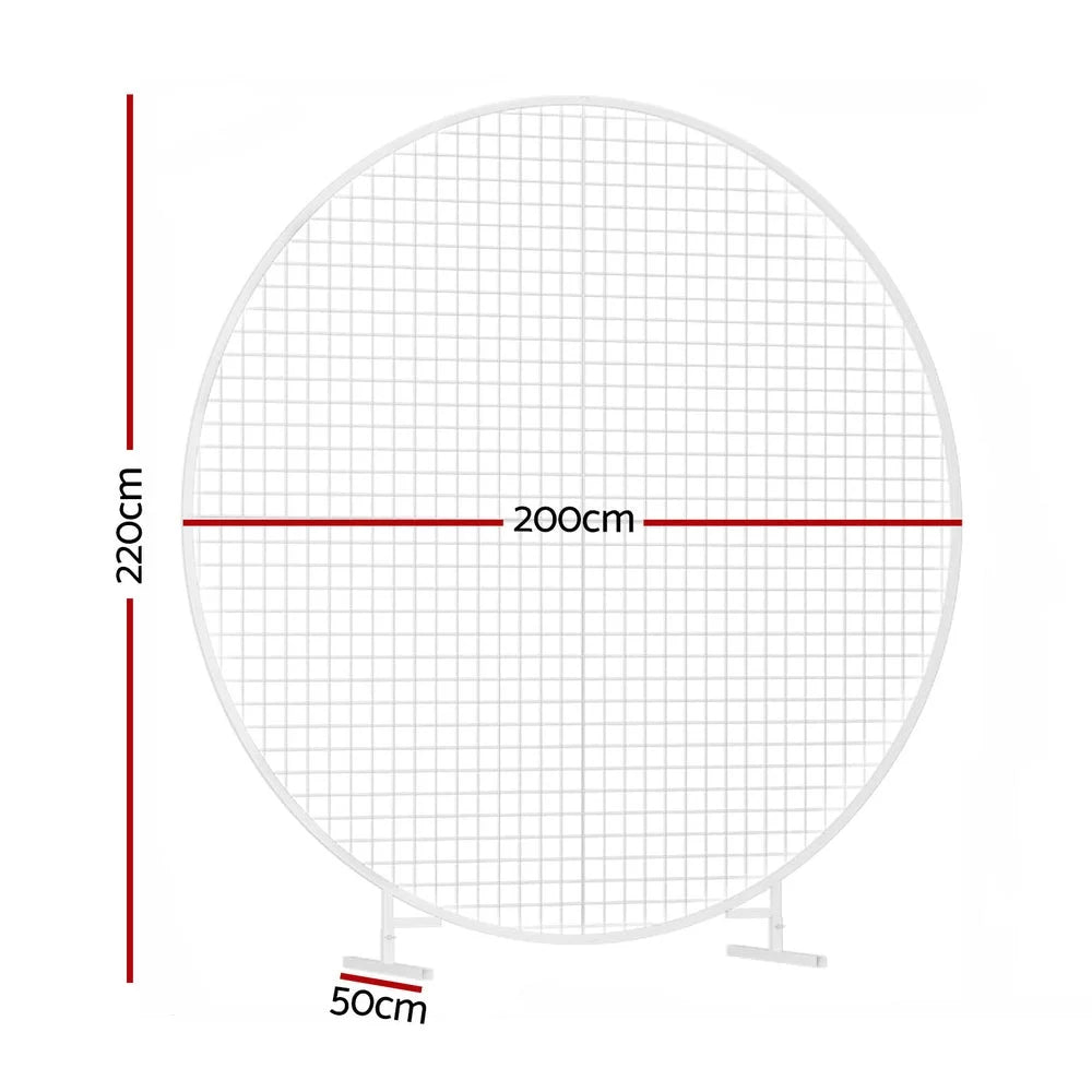 2m round backdrop stand with upright supports and shelf tiers