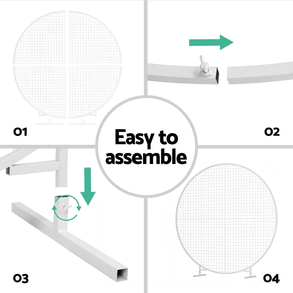 2m round backdrop stand with adjustable supports and fitted brackets