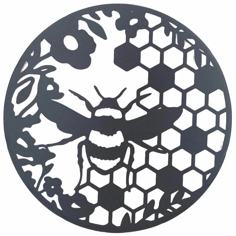 Round Bumble Bee Metal Wall Art 40cm - Home & Garden > Wall