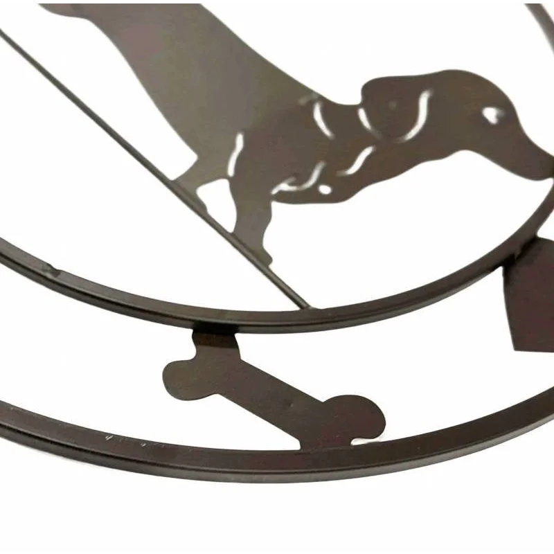 Round Dachshund Metal Wall Art 40cm - Home & Garden > Wall