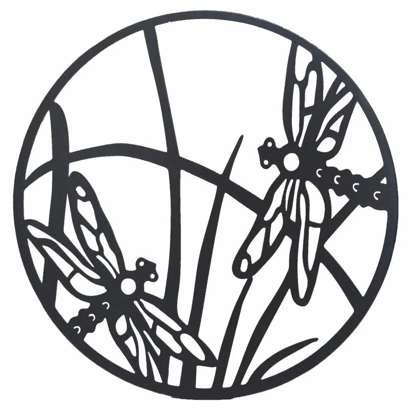 Round Dragonfly Metal Wall Art 40cm - Home & Garden > Wall