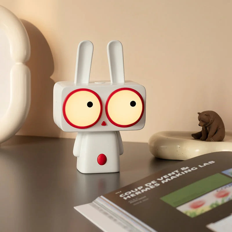Round Eyes Cute Bobi Rabbit LED Night Light for Kids - USB