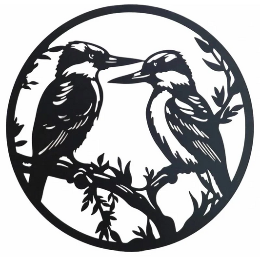 Round Happy Kookaburra Metal Wall Art 40cm - Home & Garden