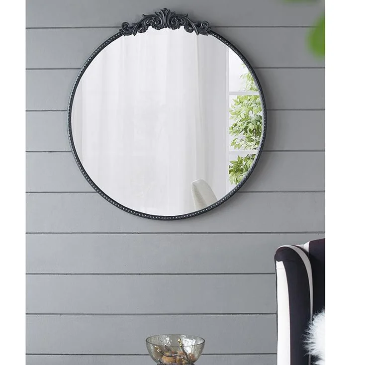 ROUND ORNATE METALLIC WALL MIRROR - Home & Garden > Decor >