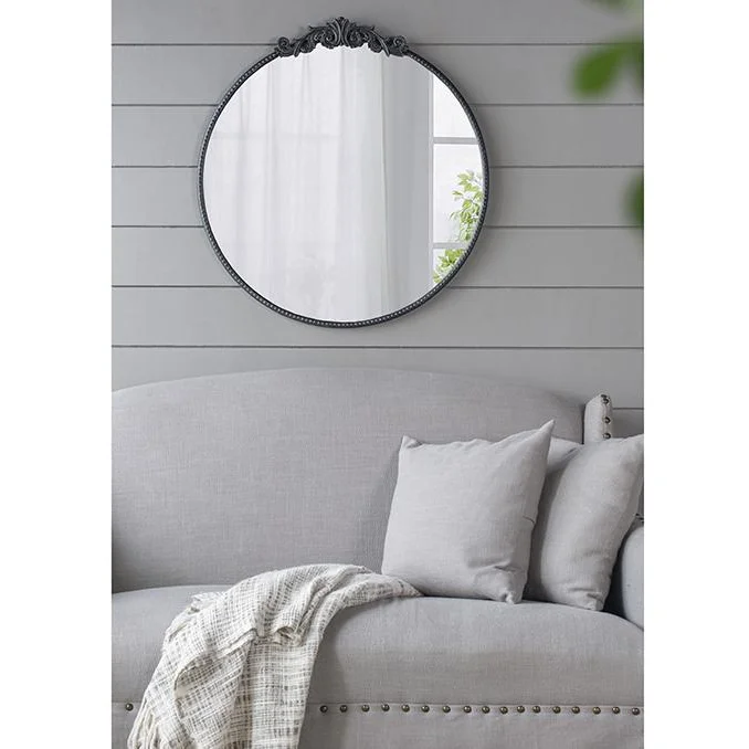 ROUND ORNATE METALLIC WALL MIRROR - Home & Garden > Decor >