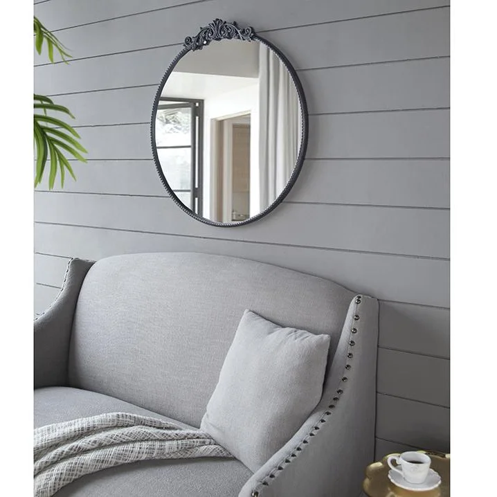 ROUND ORNATE METALLIC WALL MIRROR - Home & Garden > Decor >