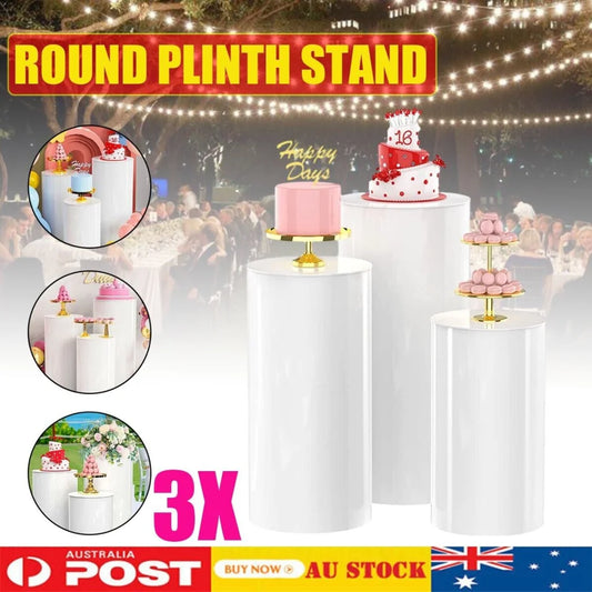 Round Plinth Cylinder Pedestal Stand 3pcs Wedding Decor
