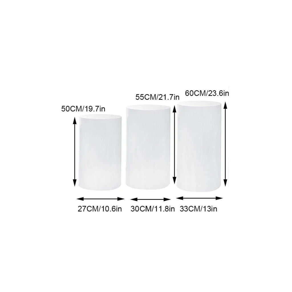 Round Plinth Cylinder Pedestal Stand 3pcs Wedding Decor
